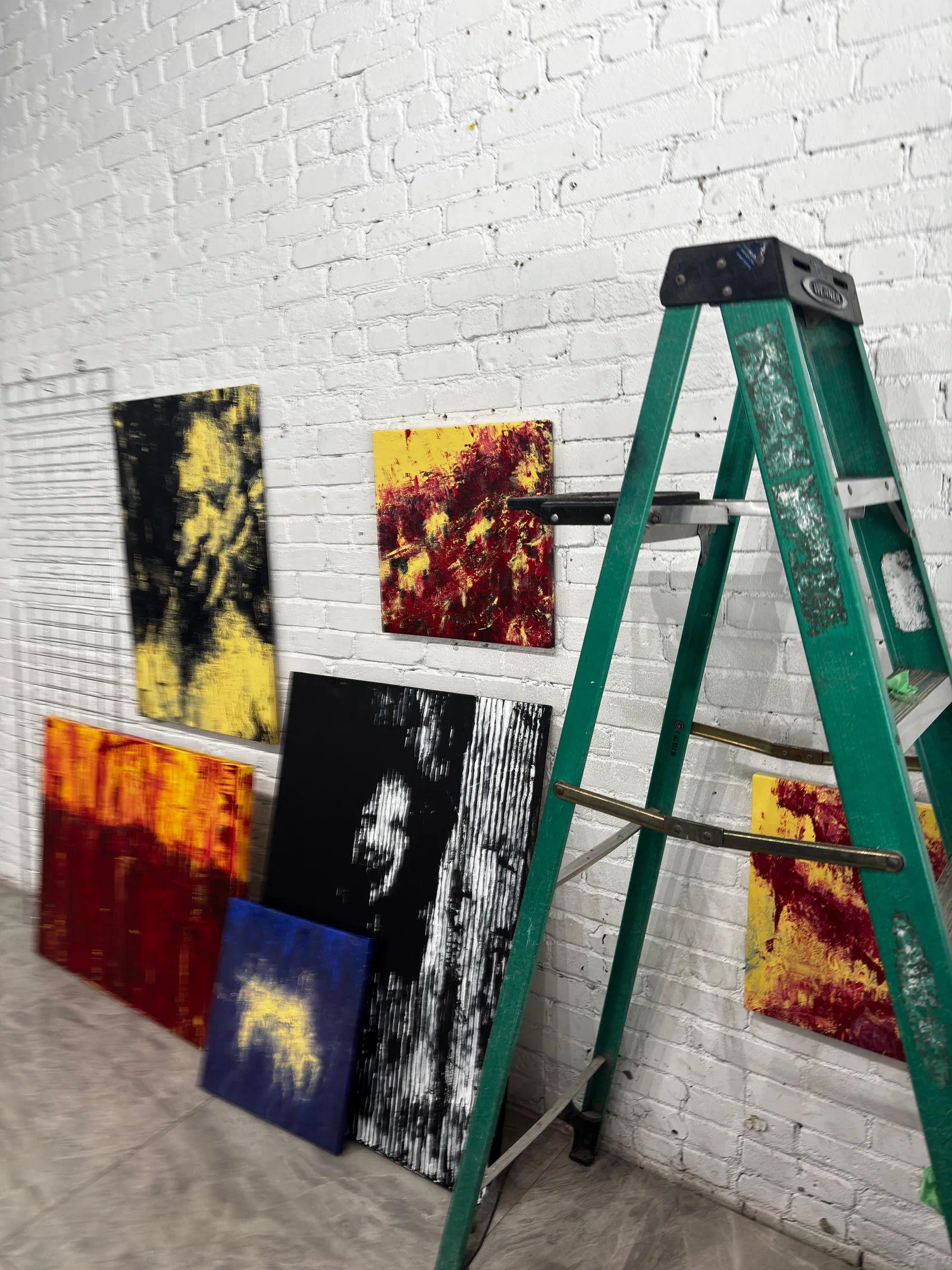Works waiting to be hung at RCHIVE on 4 June 2026, the day of the Art Gallery show.