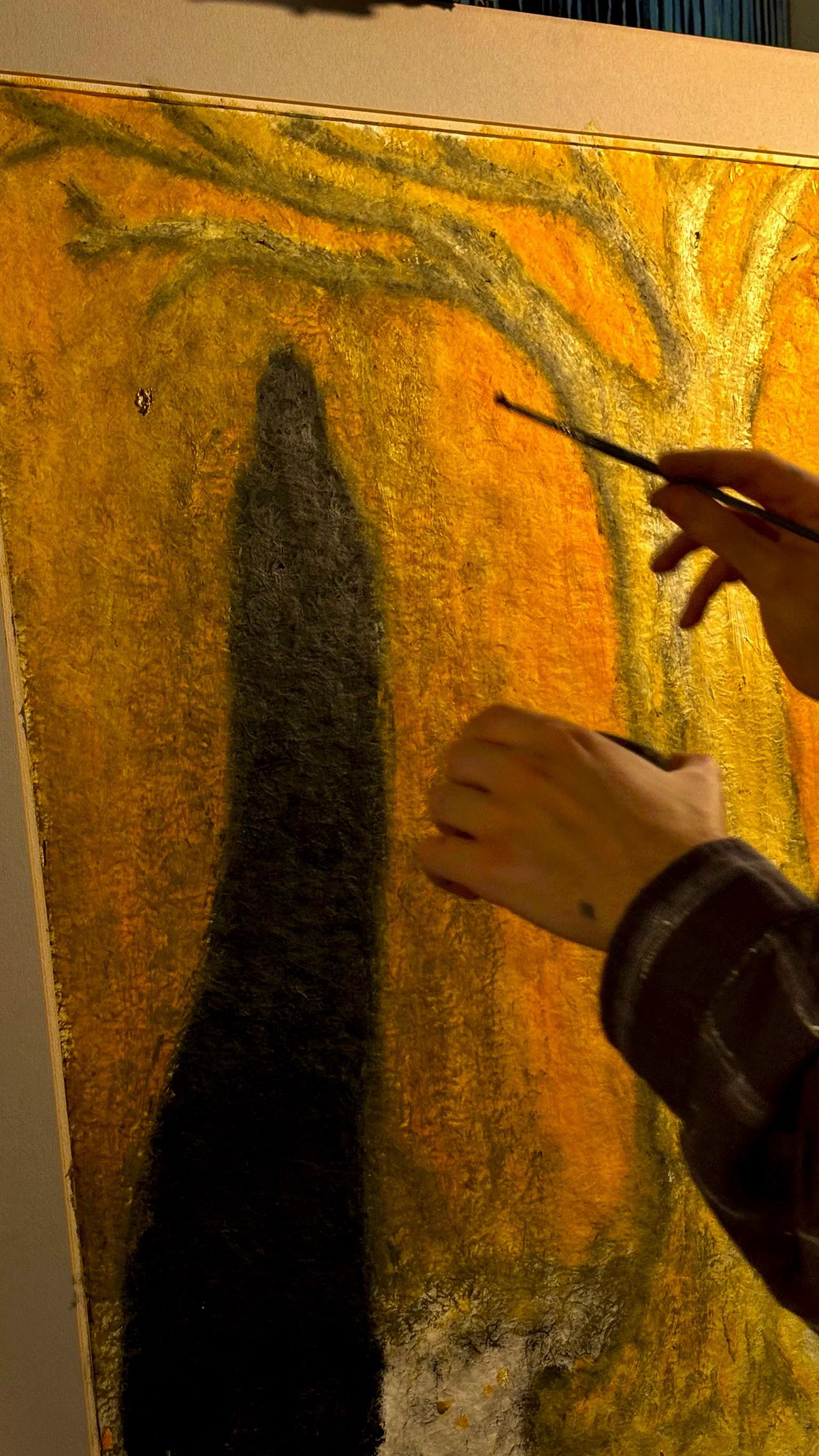 Andrada painting Ouro de Tolo (2026), oil on handmade velvet paper, July 2026.